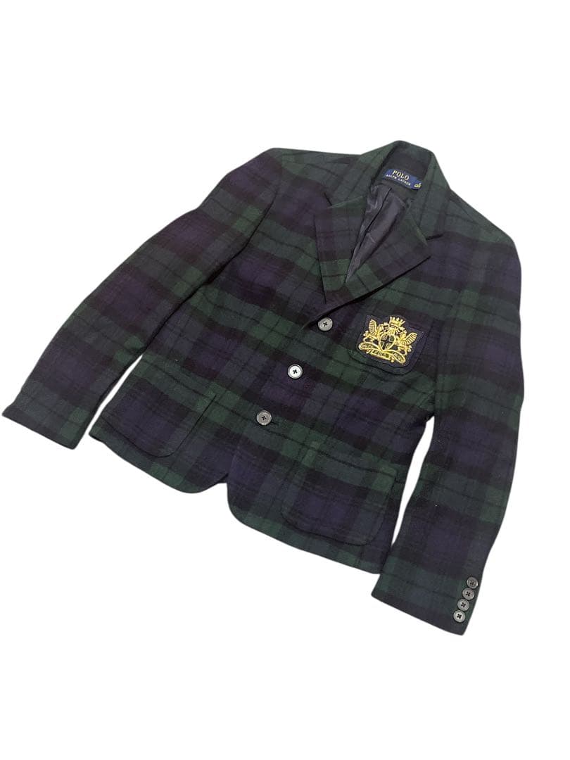 POLOラルフローレン タータンチェック柄 ウールジャケット 160 カシミヤ混