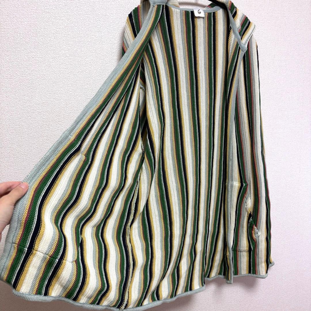 6(ROKU)◆COTTON MULTI STRIPE HOODIE