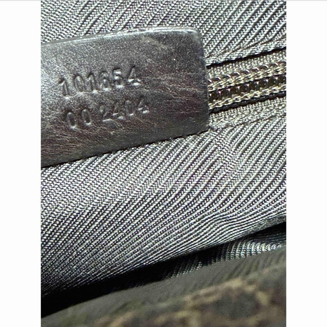 GUCCIGG柄 ロングショルダーバッグ 茶 ブラウン デニム×レザー