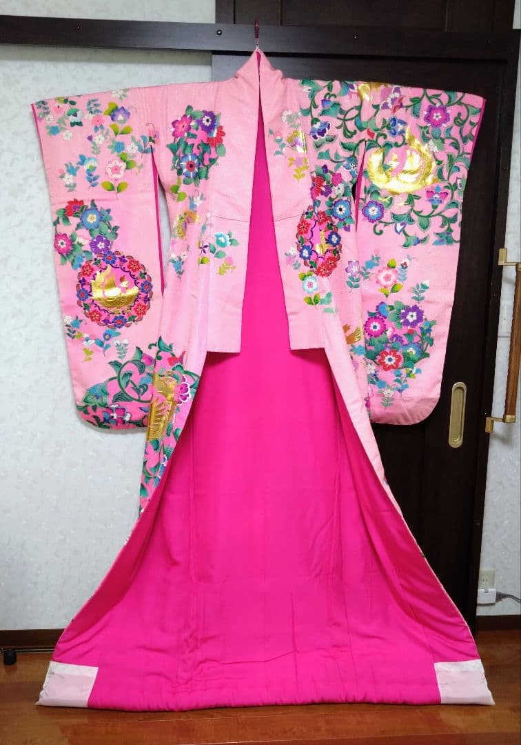 しろさま専用 最高級友禅色打掛 (ピンク) 作家秋山章