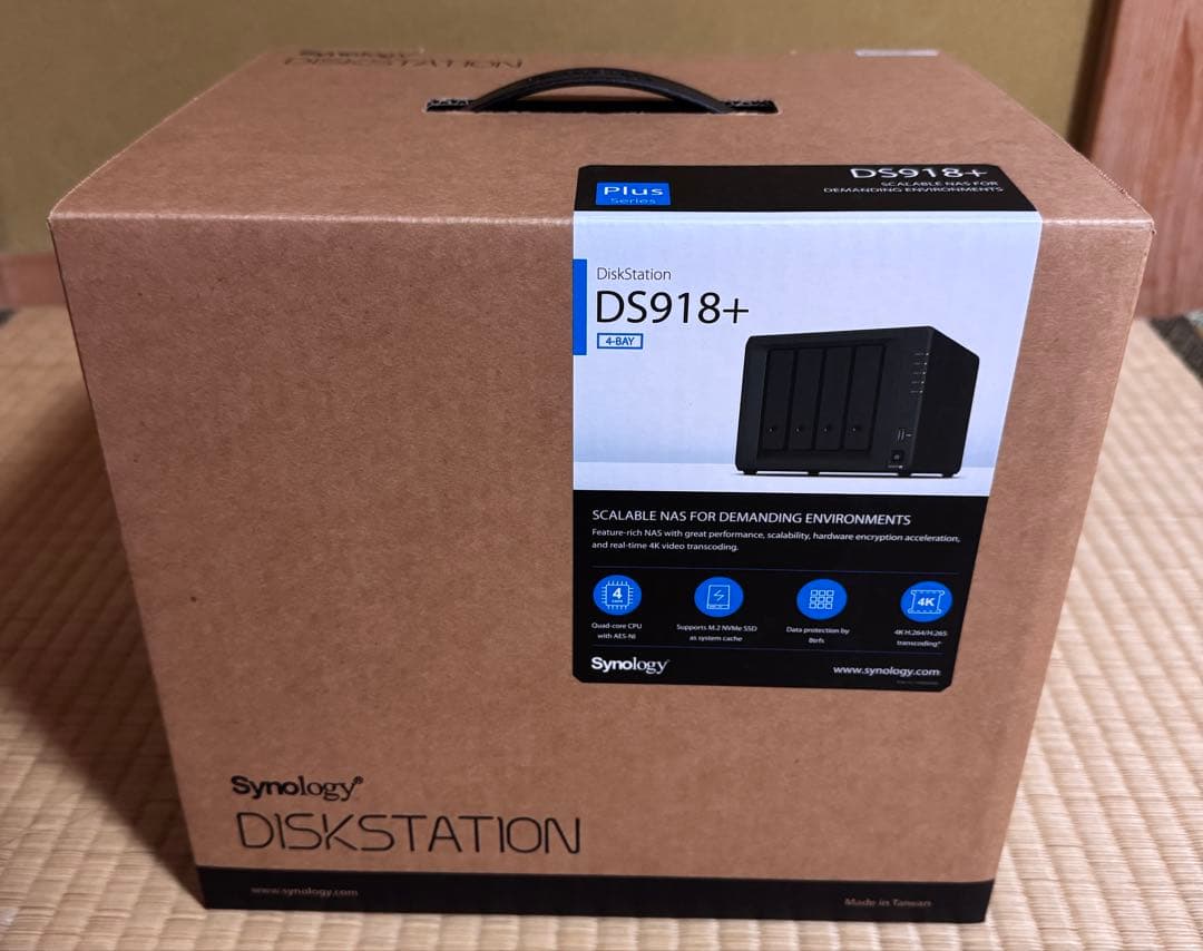 中古Synology DS918+ 4ベイ メモリ8GBへ増設済