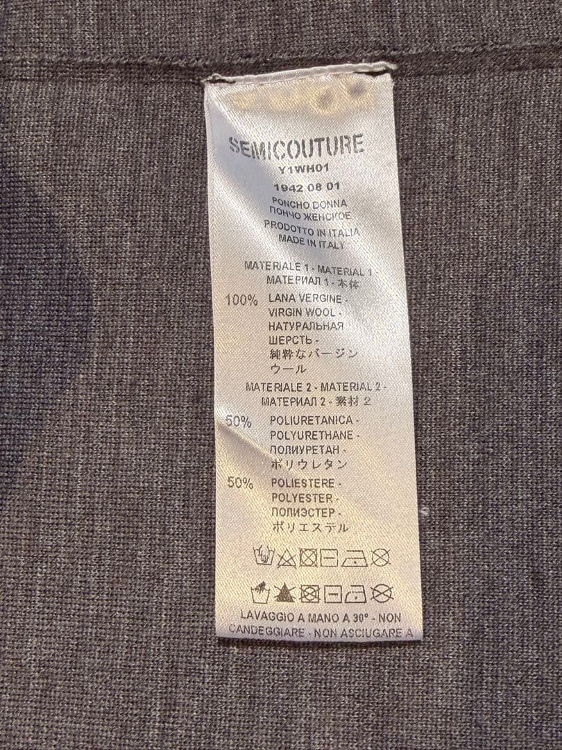 SEMICOUTURE フリンジ付きポンチョケープコート ほぼ未使用