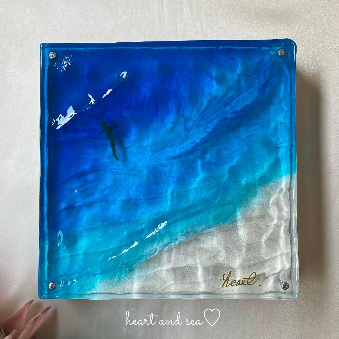 レジンアート　波紋　海アート　オーシャンアート　インテリアパネル