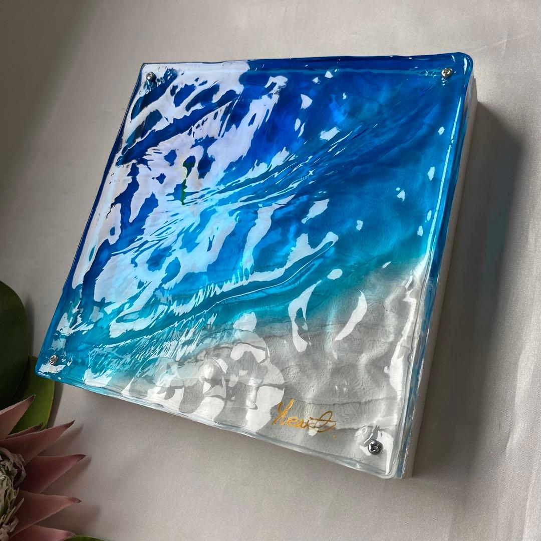 レジンアート　波紋　海アート　オーシャンアート　インテリアパネル