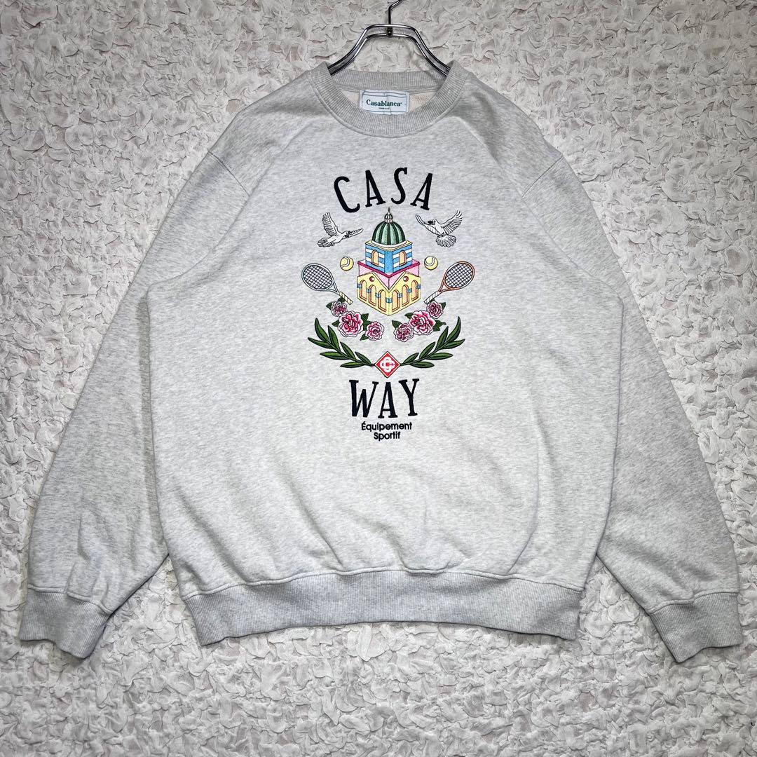 『希少』　Casablanca スウェット　ビッグ刺繍ロゴ　グレー　【L】