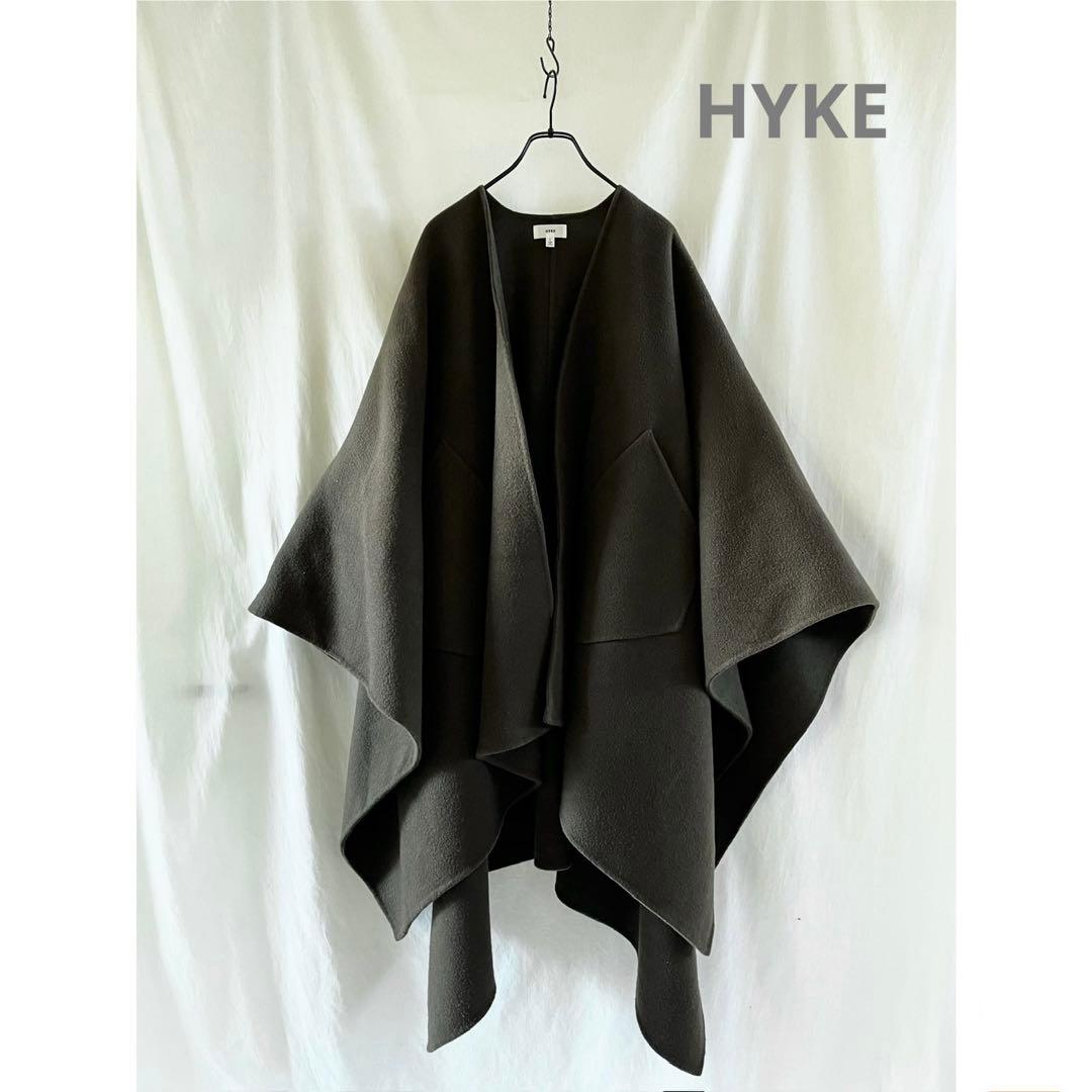 HYKEハイク メルトンウール ポンチョ/ケープコート マント
