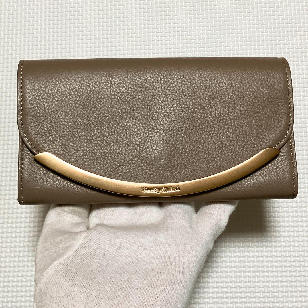 ・未使用SEE BY CHLOE 　LIZZIE長財布　グレージュ　箱袋カード付