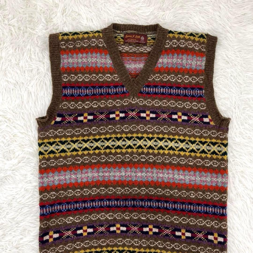 【美品】ローレンスジェイスミス×ビームス　ニットベスト・フェアアイル柄・