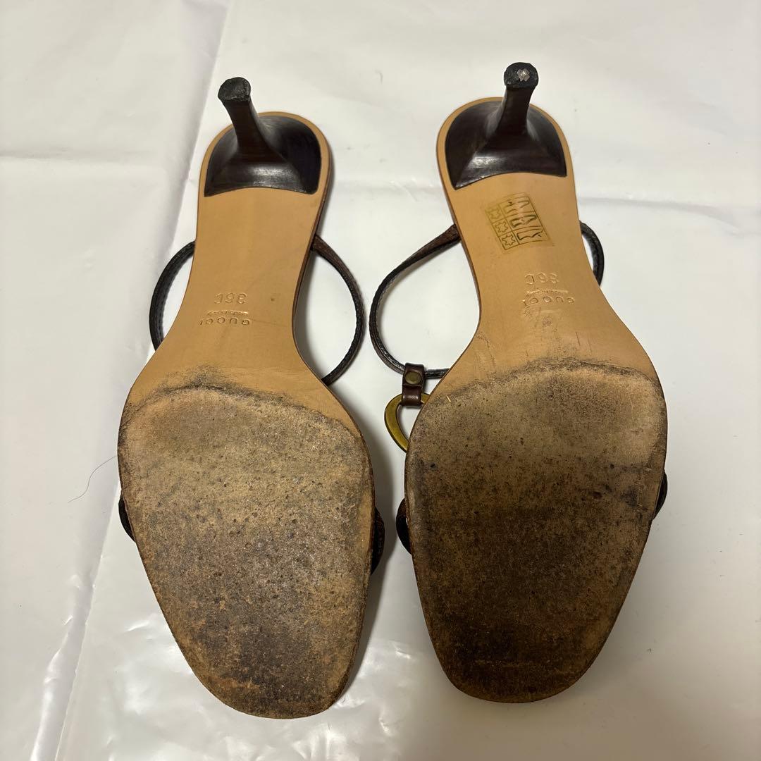 GUCCI レザー ストラップサンダル, 36C