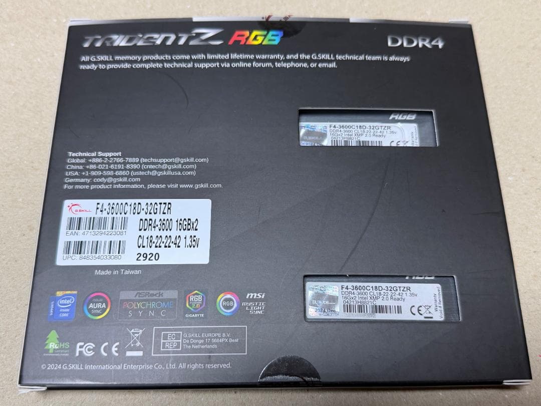 G.Skill メモリ DDR4-3600 PC4-28800 16GBx2