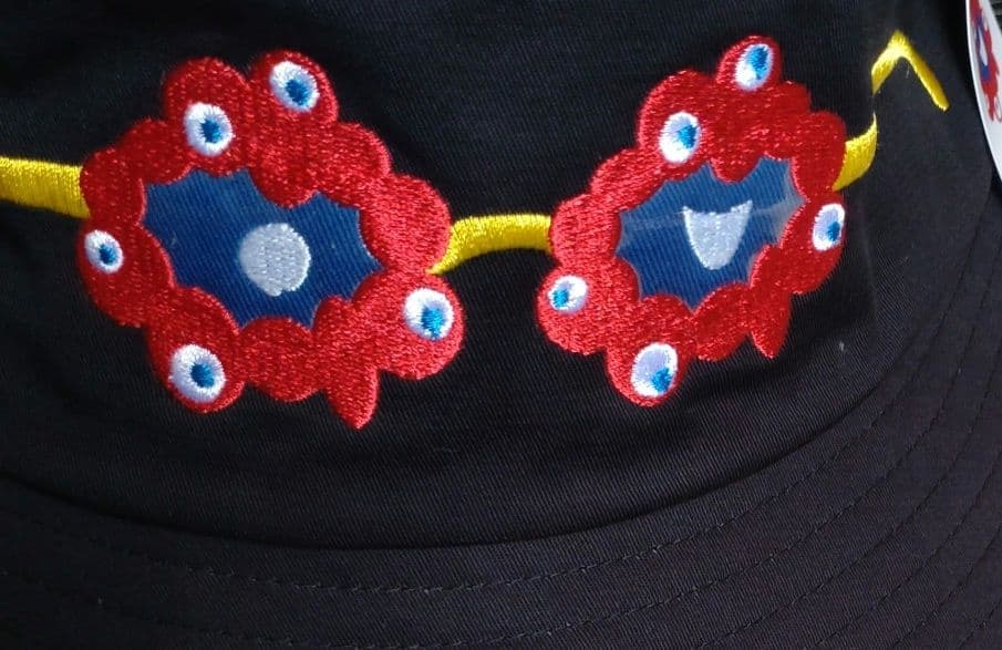 ミャクミャク帽子(59cm)ブラック、ホワイト＆プレーンクッキー＆キーホルダー