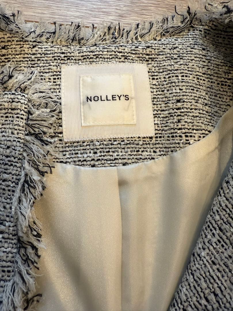 ノーカラージャケット グレー系 フリンジ仕上げ