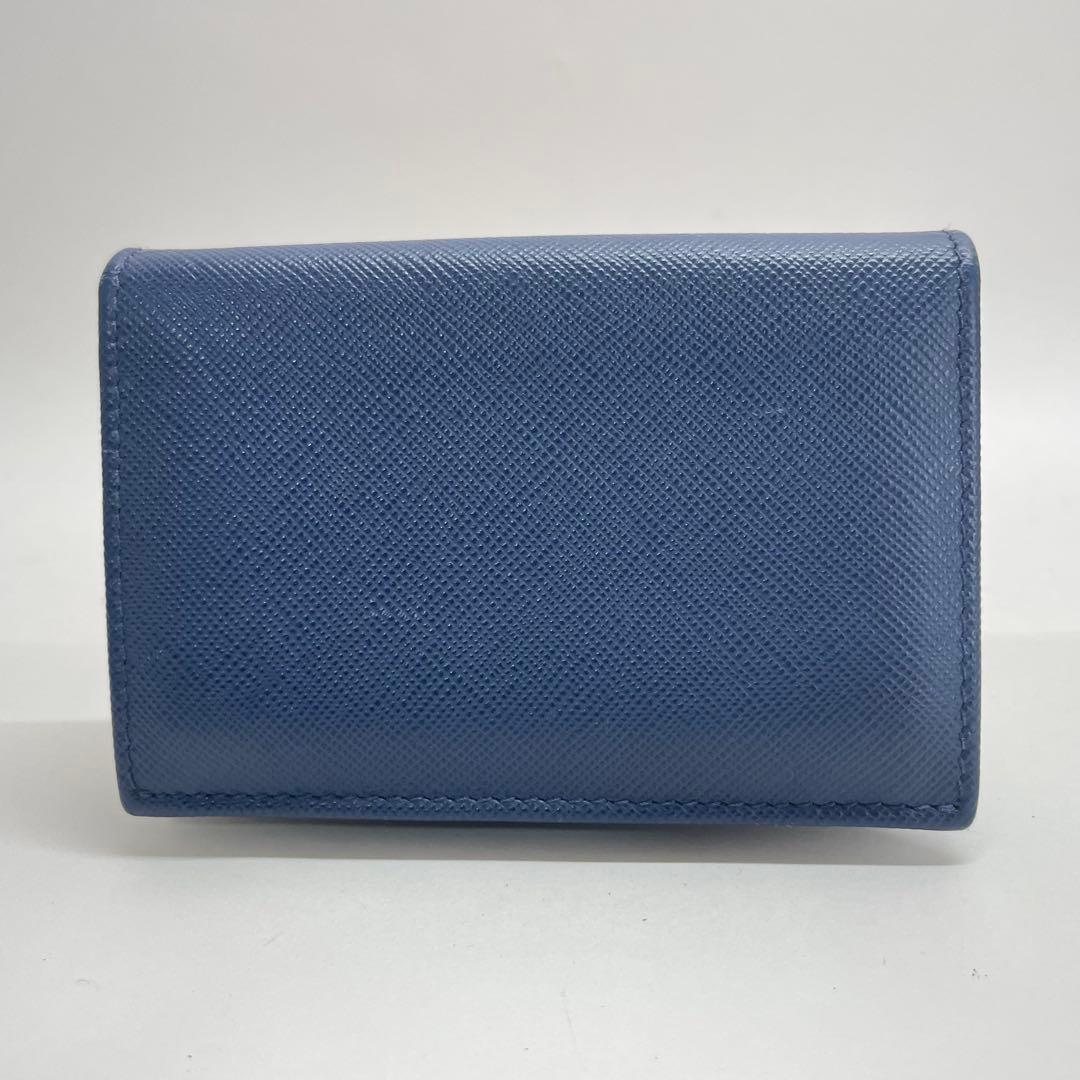 1837 PRADA プラダ 名刺入れ ブルー サフィアーノ レザー
