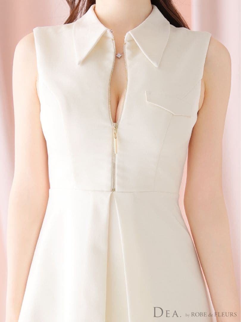 DEA ローブドフルール ドレス キャバ ミニ ノースリーブ アイボリー