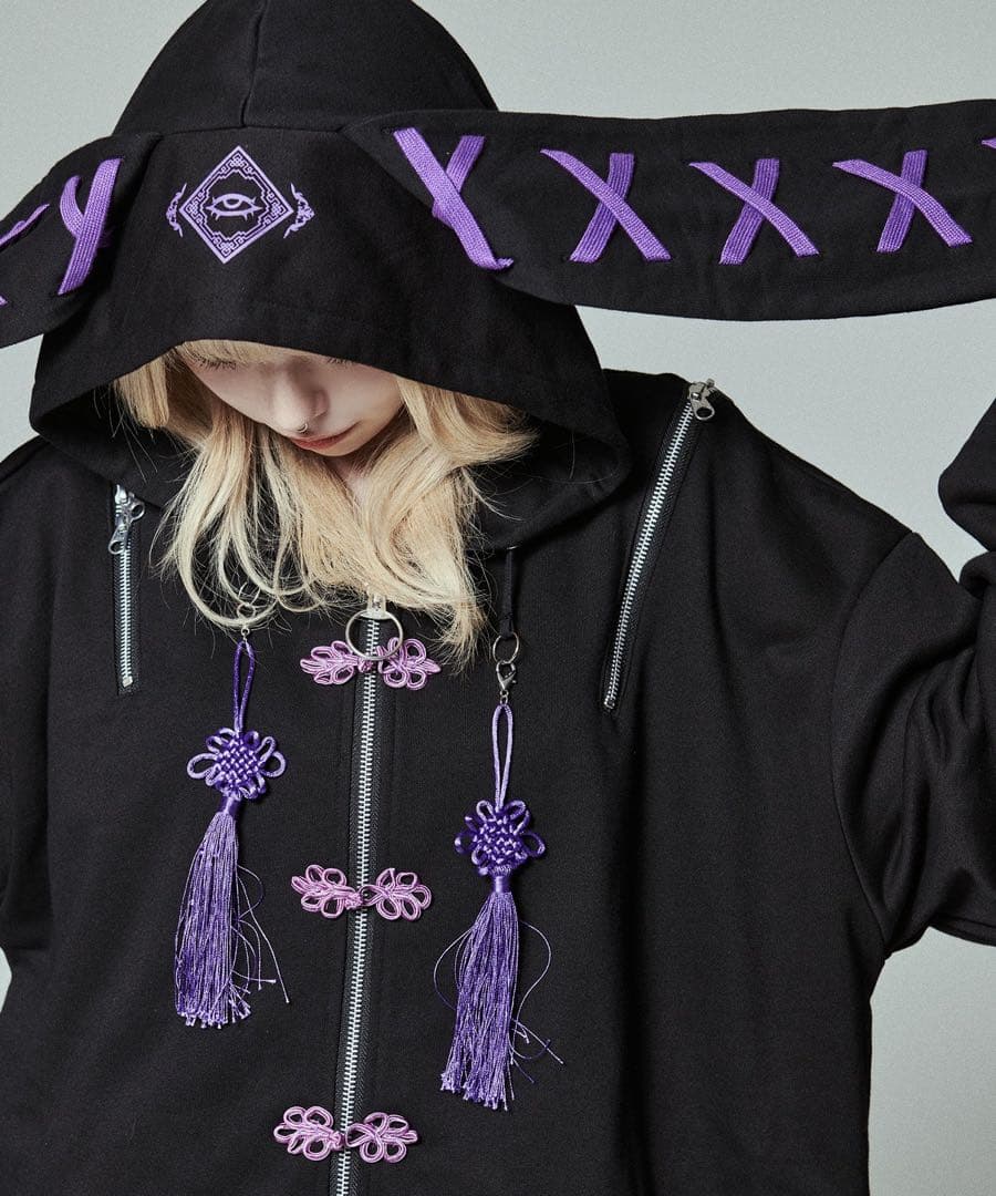 REFLEM レフレム うさ耳チャイナパーカー ジップアップパーカー 紫　フリー