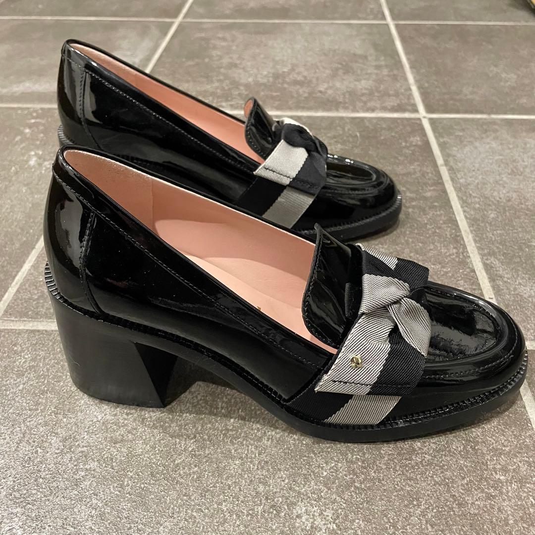 未使用 kate spade ヒールローファー リボン ブラック 23cm