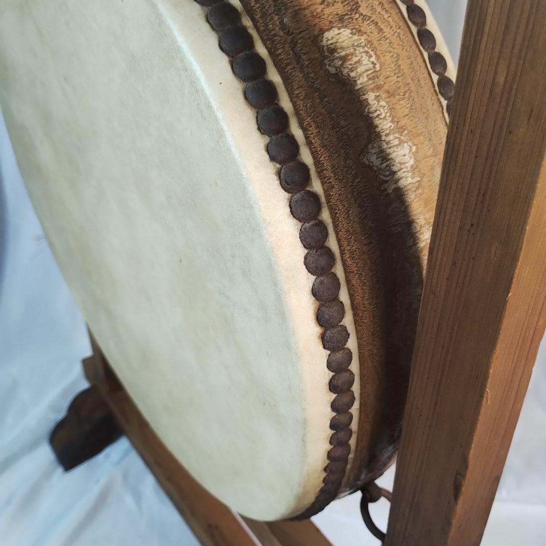 和太鼓 平太鼓 平胴太鼓 鳥居台付き 約38cm 和楽器