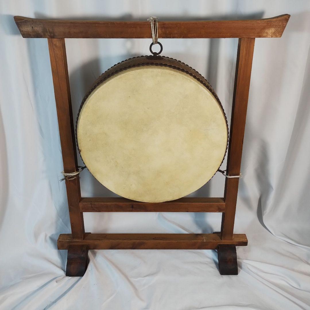 和太鼓 平太鼓 平胴太鼓 鳥居台付き 約38cm 和楽器