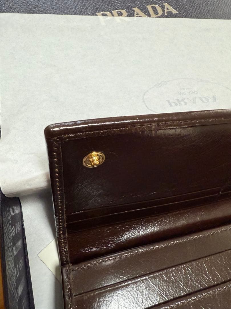 にゅんさん⭐︎PRADA ソフトルックスレザー 長財布　ダークブラウン