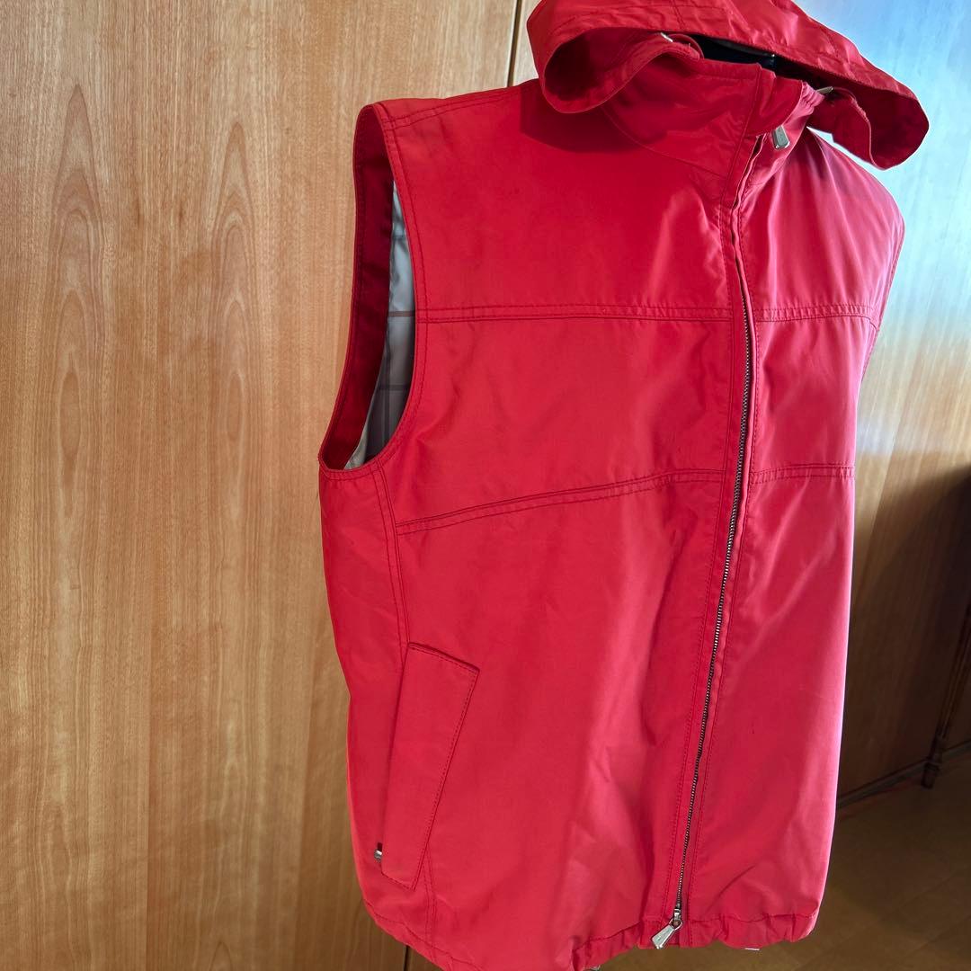Men’s Loro Piana◆フード付きレッドベスト　RAIN &WIND