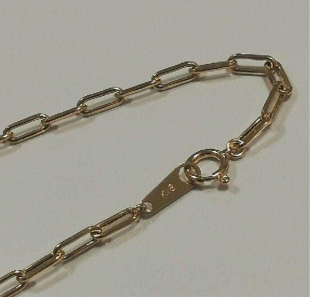 【最安値】K18 18金 18k YG ペーパークリップ ネックレス 45cm