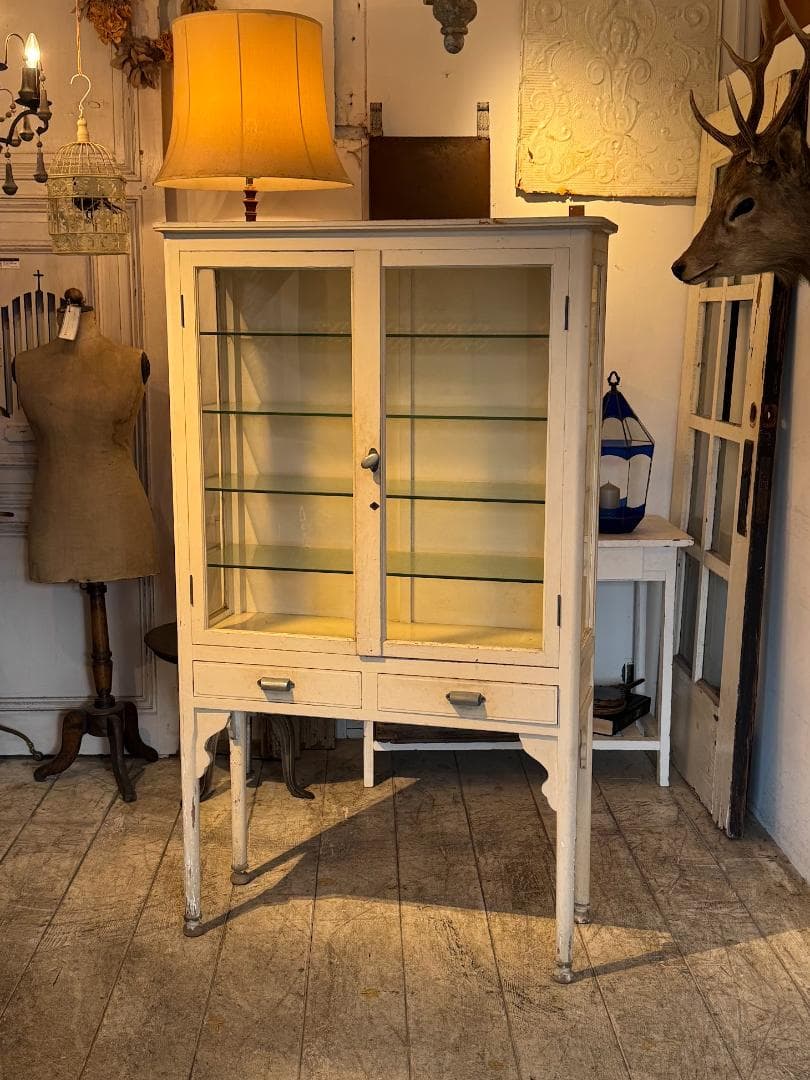 ケビント ドクターキャビネット ガラスショーケース アンティーク 医療棚 レトロ