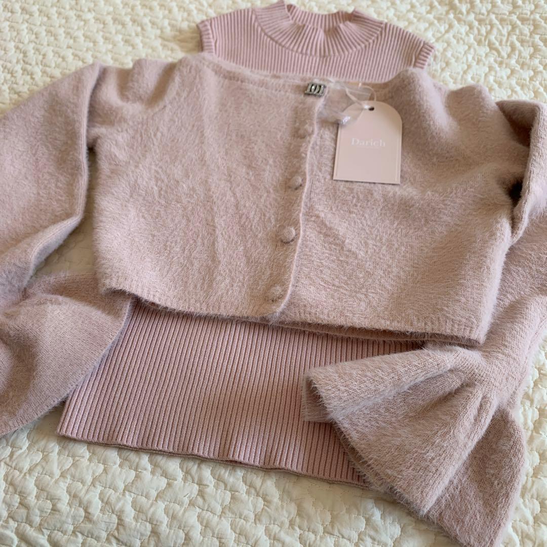 Darich ダーリッチ アンサンブルシャギーニットトップス ピンク