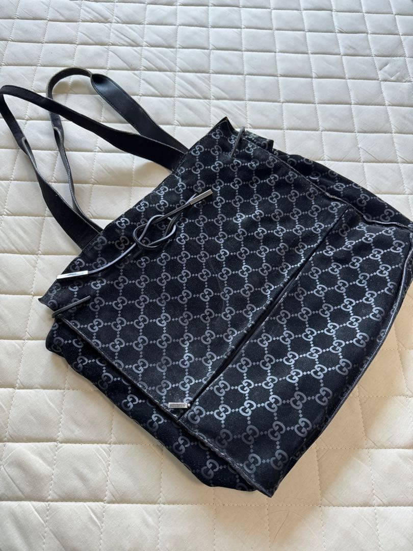 GUCCI グッチ ハンド トート バッグ GG レディース ブラック リボン