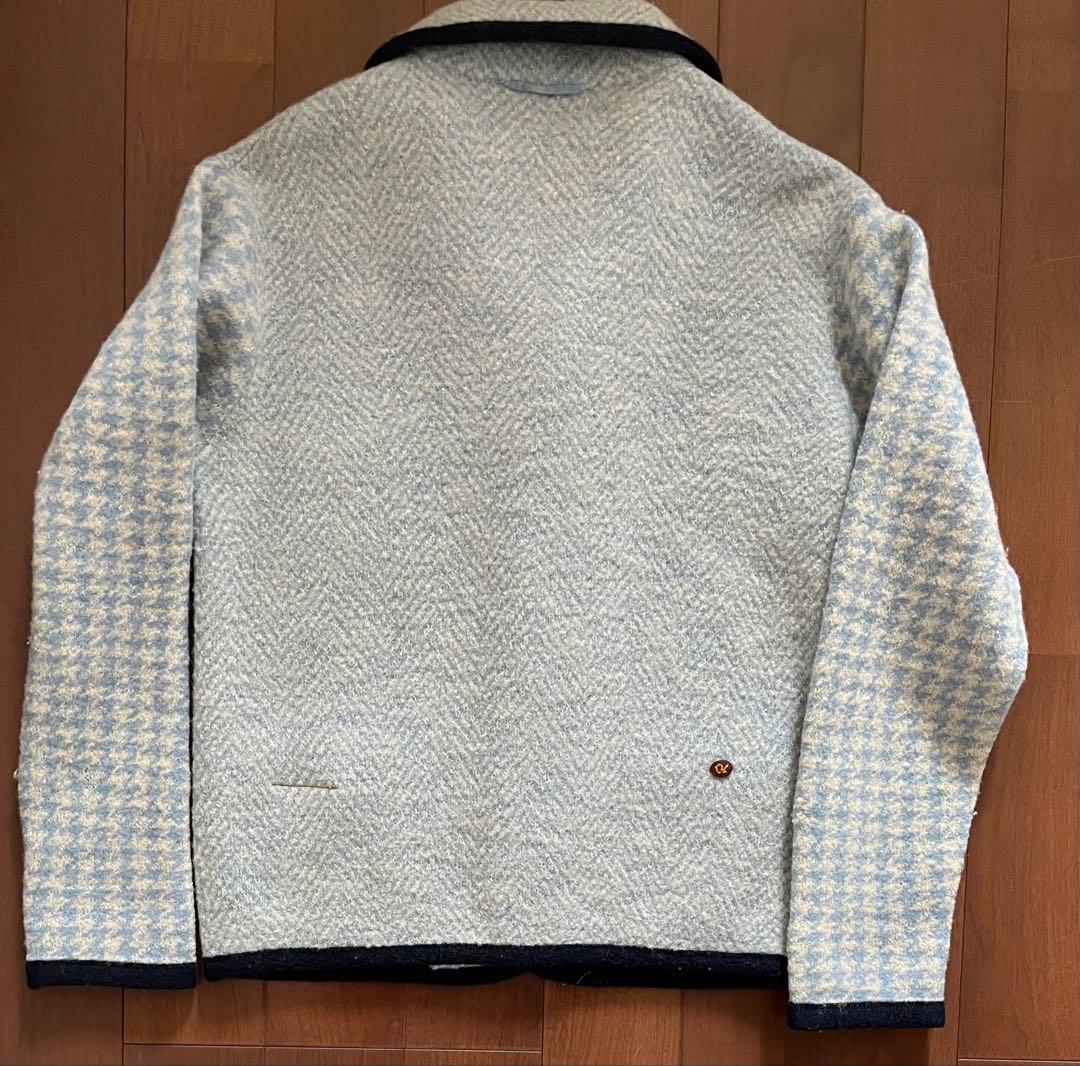 あ*れ様 【美品】45R ウール100%混柄ニットジャケット ヘリンボーン×千鳥