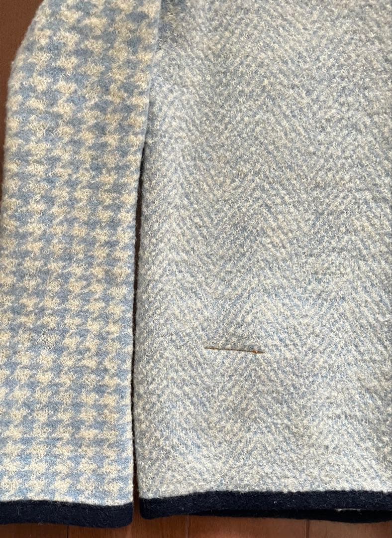 あ*れ様 【美品】45R ウール100%混柄ニットジャケット ヘリンボーン×千鳥