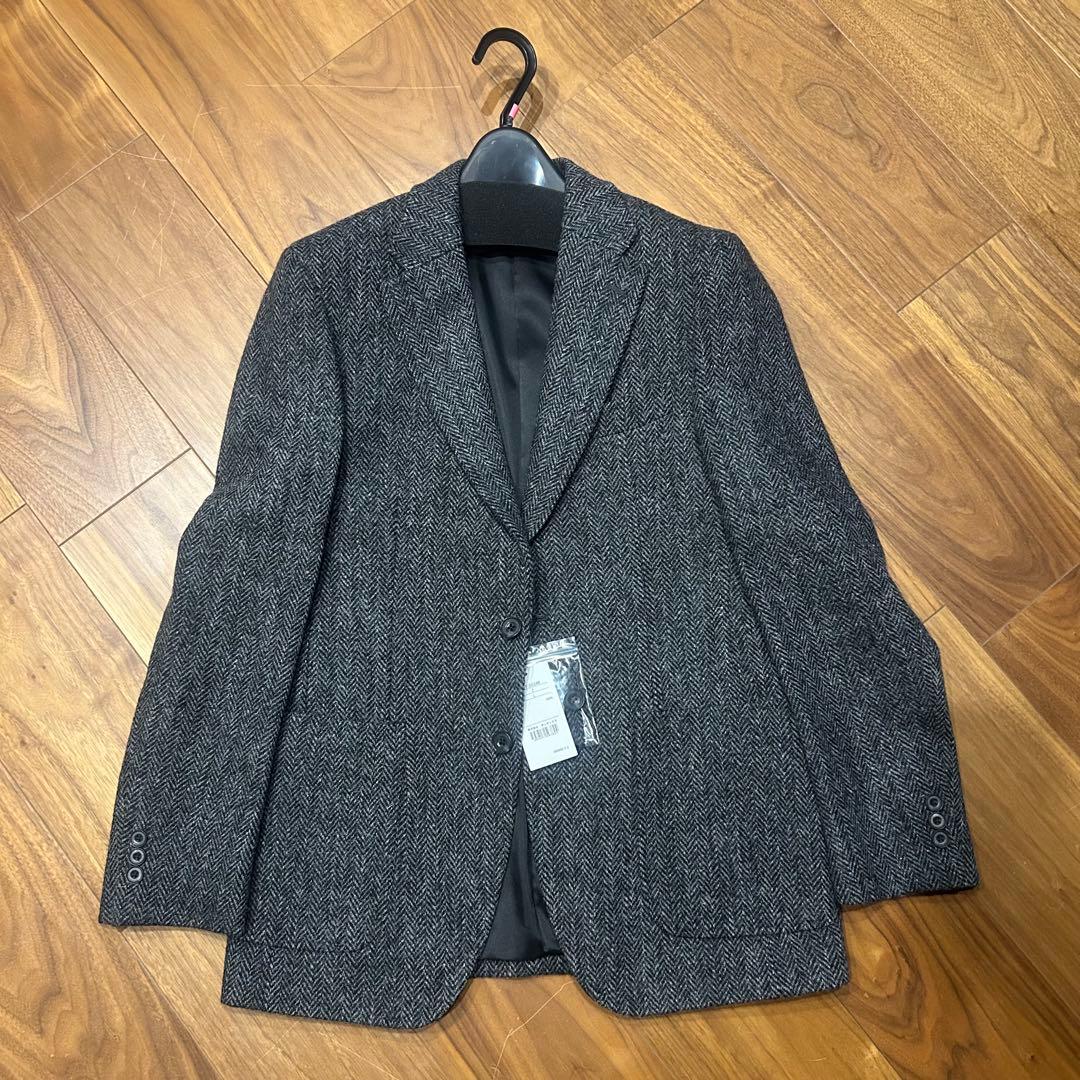 【新品】ハリスツイード／FACE MIX ヘリンボーン ジャケット グレー LL