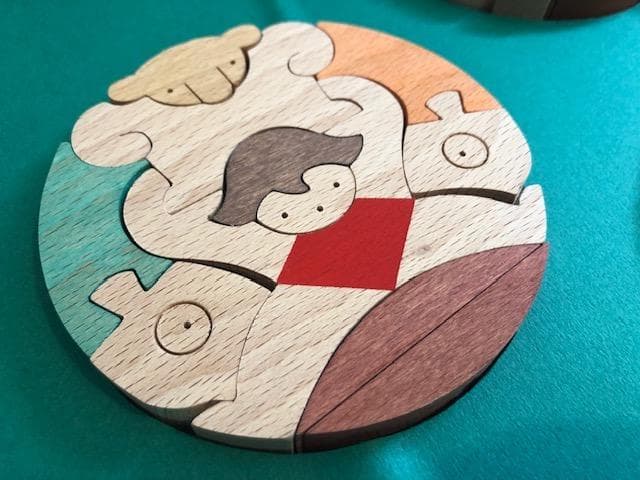 最終お値下げ【美品】三童子三段飾り（特製・山里）　小黒三郎　組み木の五月人形