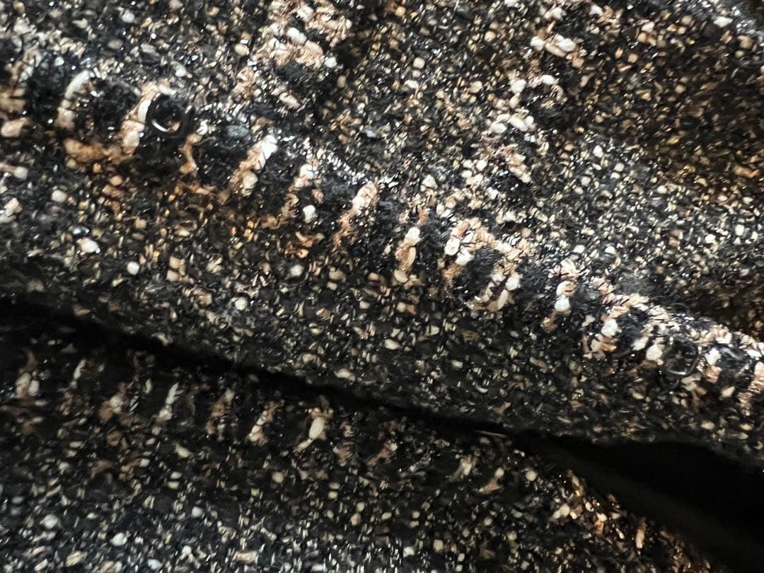 CHANEL テーラードジャケット 黒/白/ベージュ/ラメツイード　38