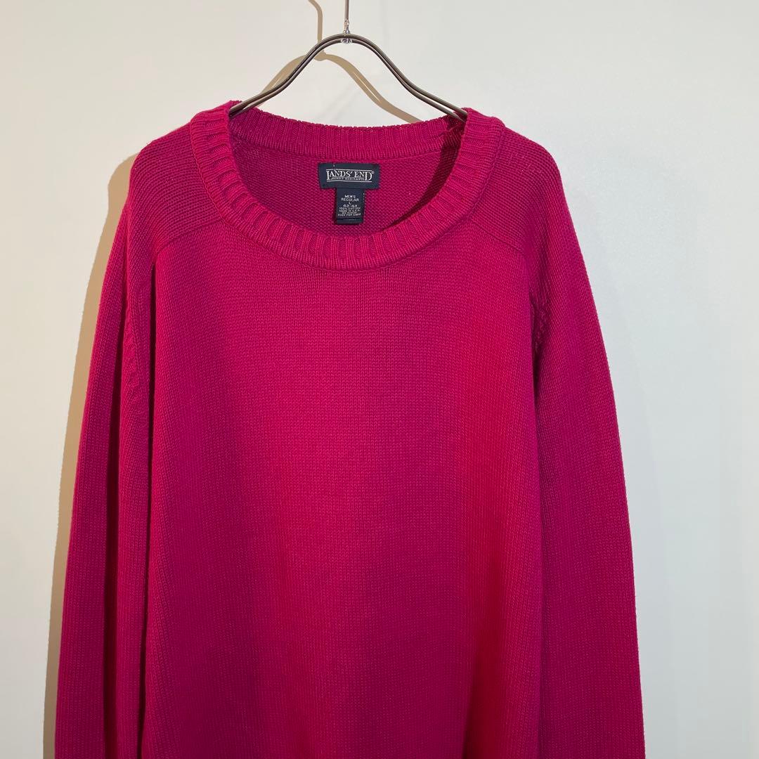 90s LAND'S END ドリフターセーター　ニット　コットン　L USA製
