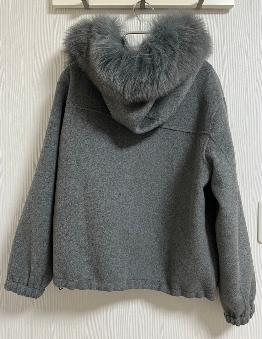 新品　YONFA ウールカシミヤフードコート　グレー