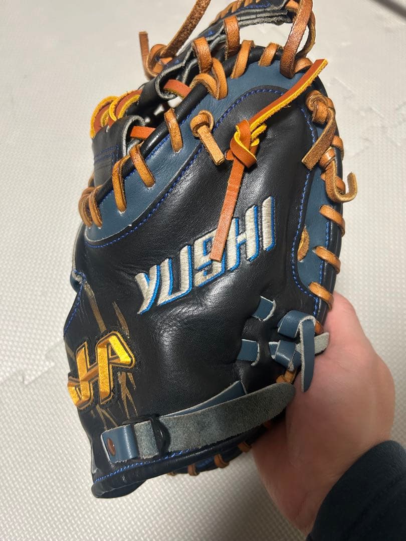 て*ん様 YUSHI 硬式グローブ 青/黒　キャッチャーミット