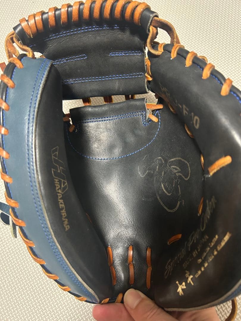 て*ん様 YUSHI 硬式グローブ 青/黒　キャッチャーミット