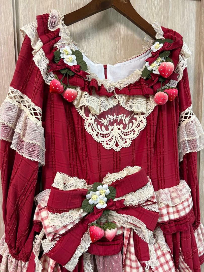 Elpress L 桃薫　いちごロリィタワンピース　ドレス　ボンネットセット