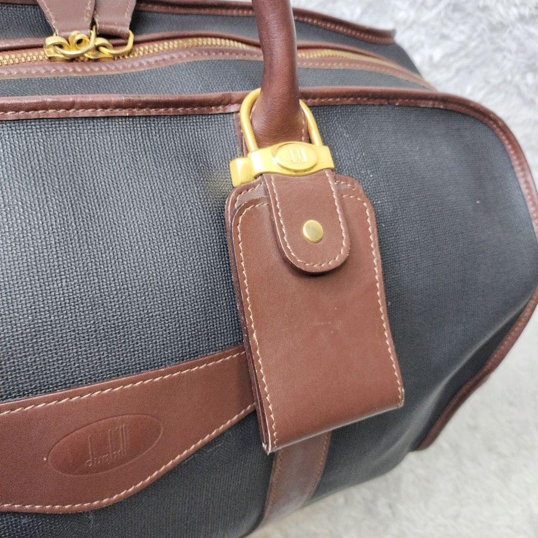 dunhill　ダンヒル　ボストンバッグ　ロゴ PVC　レザー　ゴールド金具