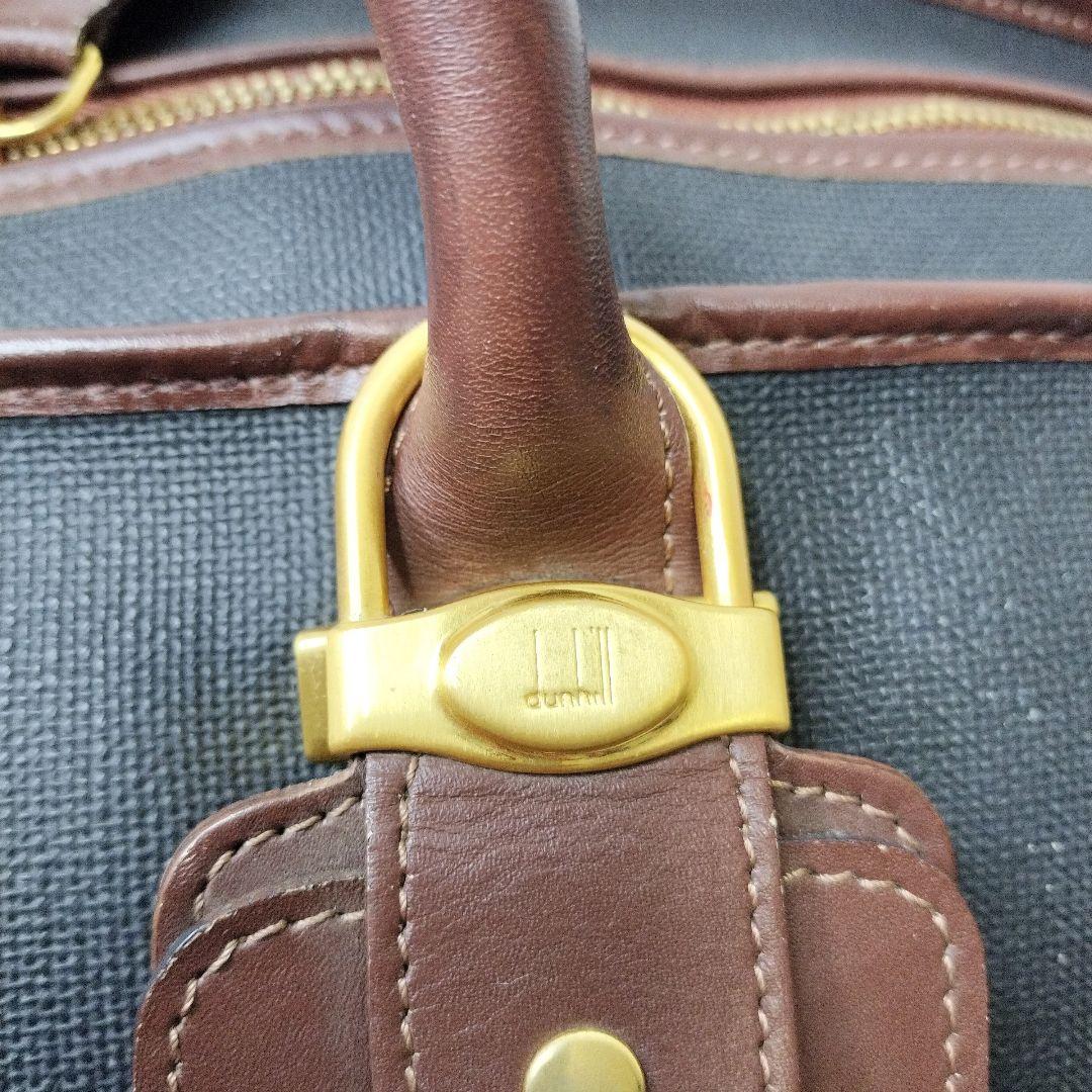 dunhill　ダンヒル　ボストンバッグ　ロゴ PVC　レザー　ゴールド金具