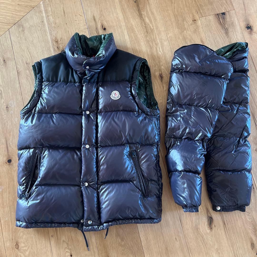 モンクレール　ネイビー×グリーン　ダウンジャケット 2way