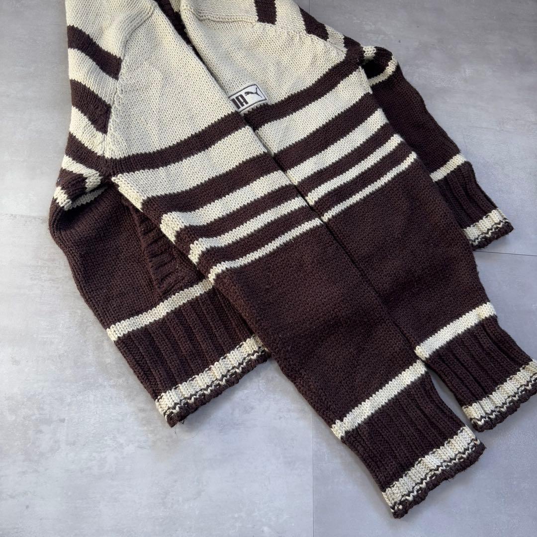 希少　80s - PUMA プーマ　ドライバーズニット　カウチン　茶色　トルコ製