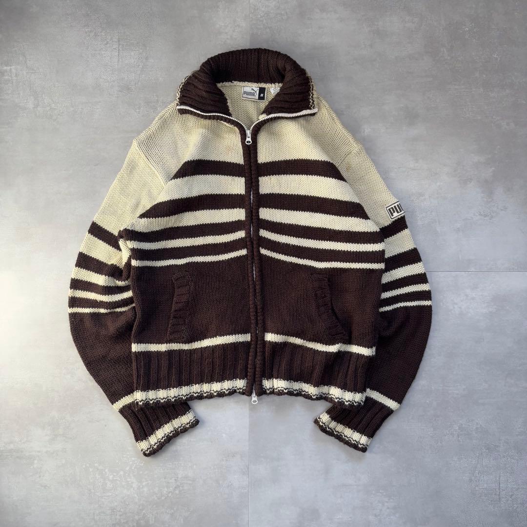 希少　80s - PUMA プーマ　ドライバーズニット　カウチン　茶色　トルコ製