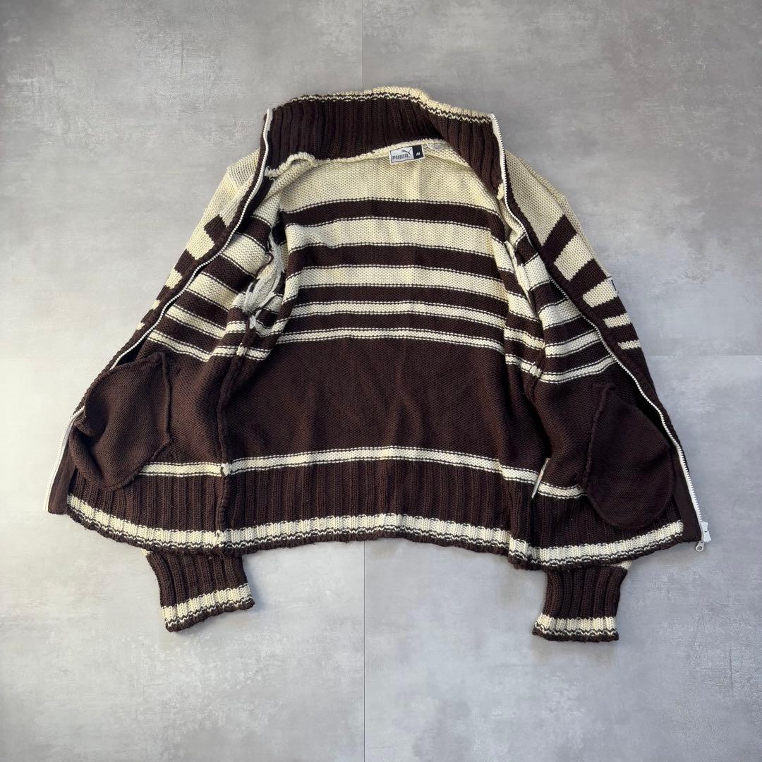 希少　80s - PUMA プーマ　ドライバーズニット　カウチン　茶色　トルコ製