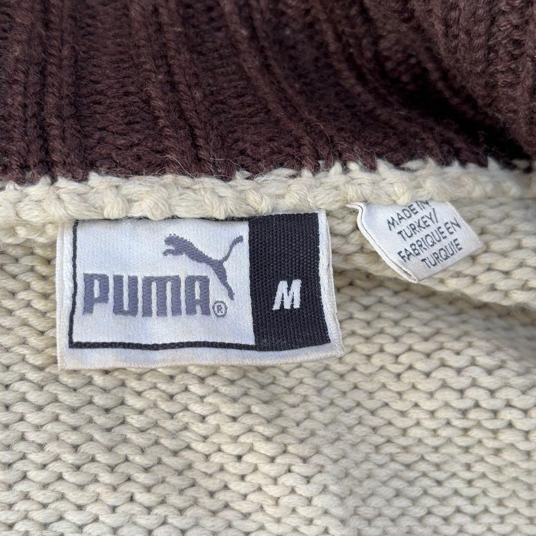 希少　80s - PUMA プーマ　ドライバーズニット　カウチン　茶色　トルコ製