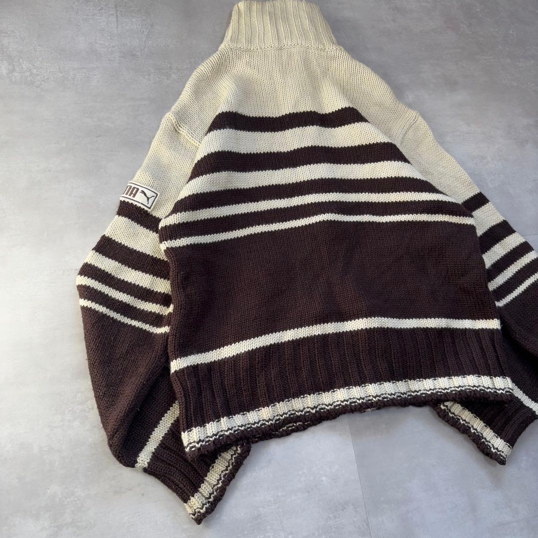 希少　80s - PUMA プーマ　ドライバーズニット　カウチン　茶色　トルコ製