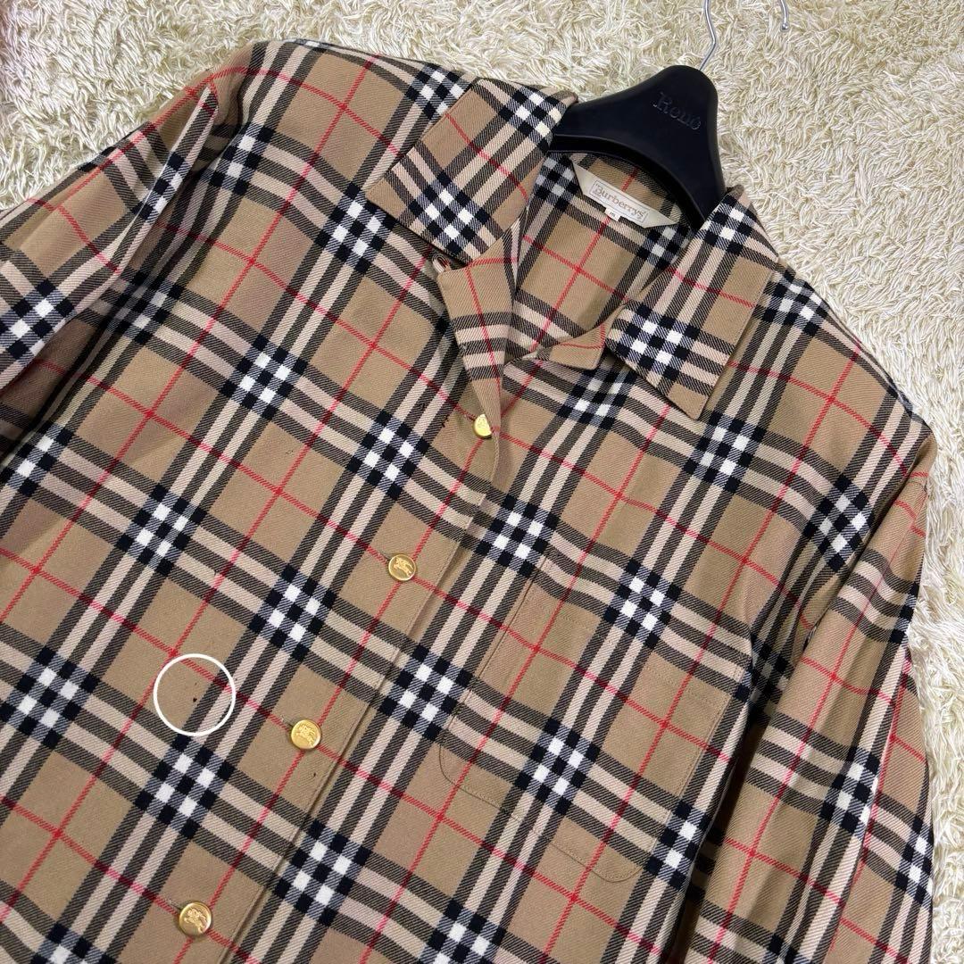 バーバリーズ　大きいサイズ　ビンテージ　ノバチェック　ウール　カラーシャツ　15