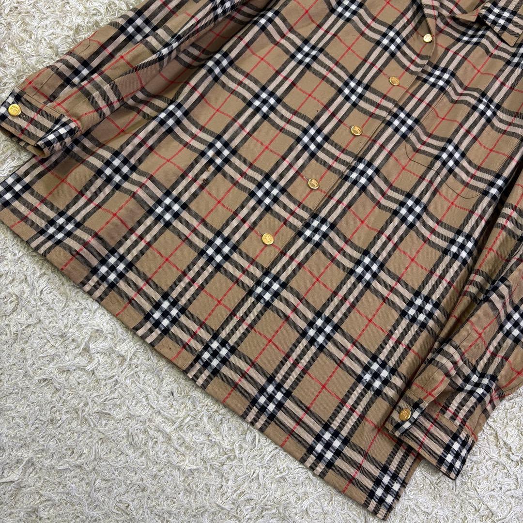 バーバリーズ　大きいサイズ　ビンテージ　ノバチェック　ウール　カラーシャツ　15