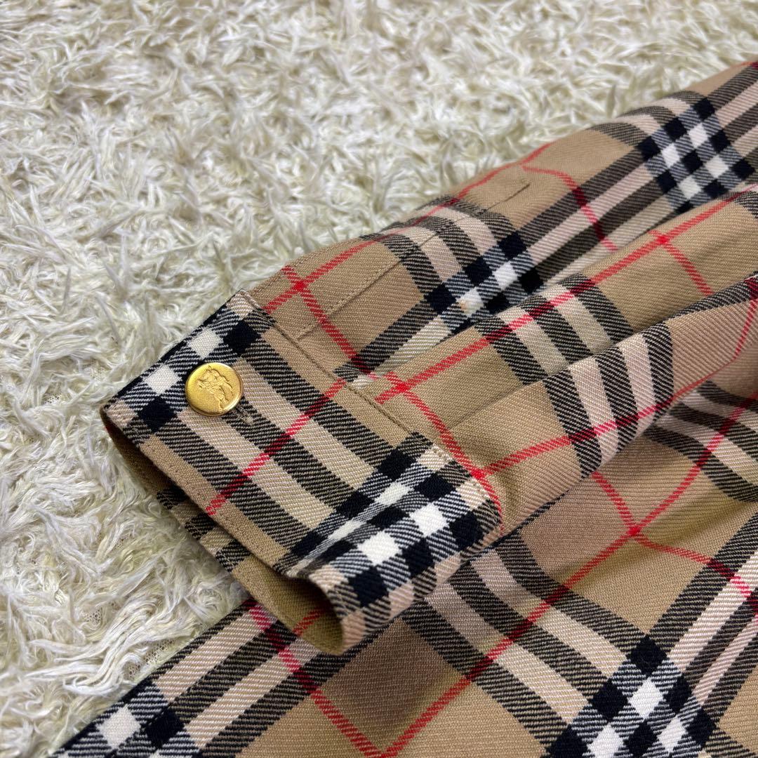 バーバリーズ　大きいサイズ　ビンテージ　ノバチェック　ウール　カラーシャツ　15