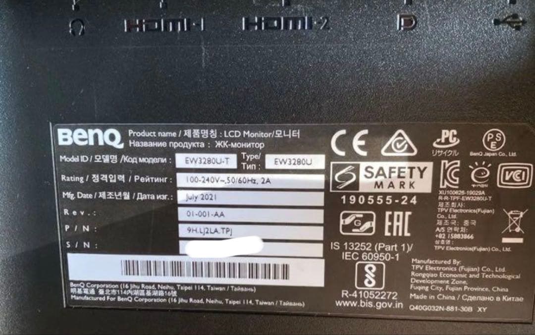 BENQ EW3280U 32インチ 4Kモニター　スピーカー不良